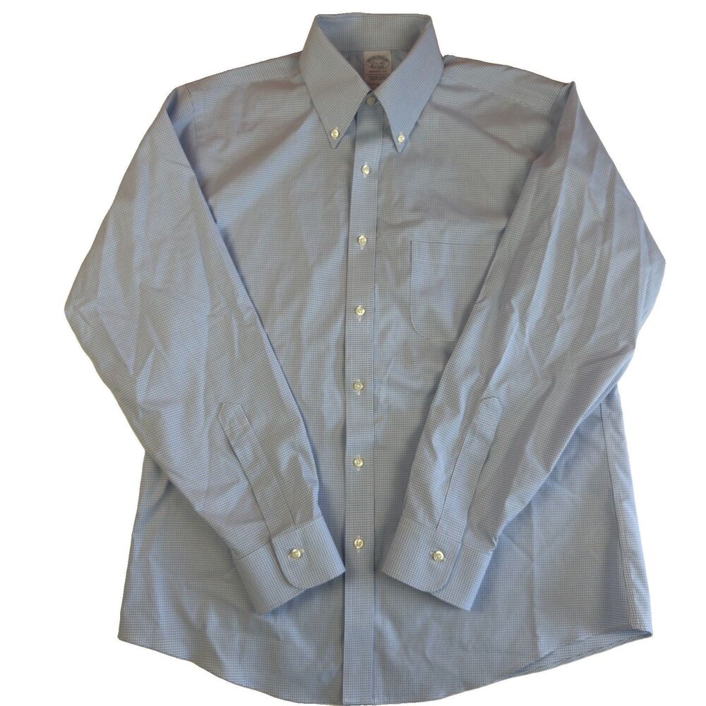 Brooks Brothers Regent Non-Iron Stretch Dress Shirt Men’s 15.5-34 Blue, White